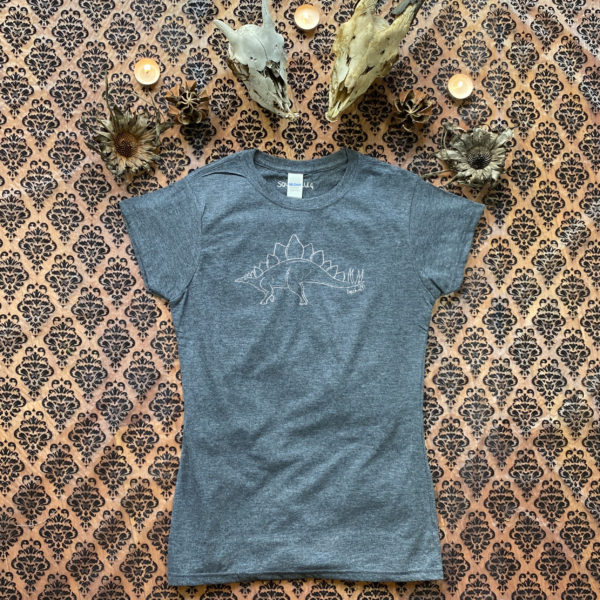 Fitted Grey Stegosaurus T-Shirt